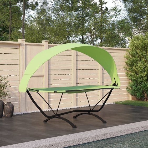 vidaXL Outdoor-Loungebett mit Dach Schwarz Stahl und Oxford-Stoff