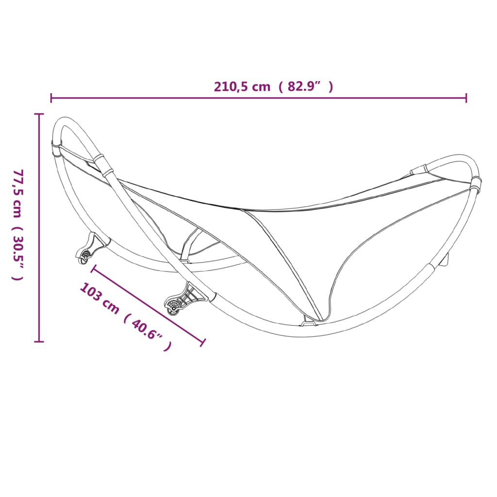 vidaXL Schaukelliege mit Rollen Stahl & Textilene Grau