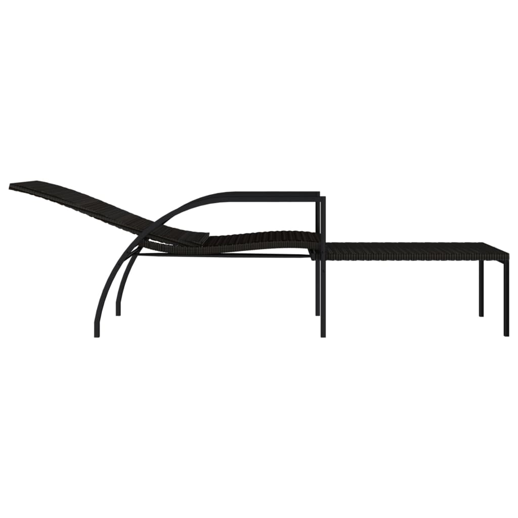 vidaXL Sonnenliege mit Fußhocker PE-Rattan Braun