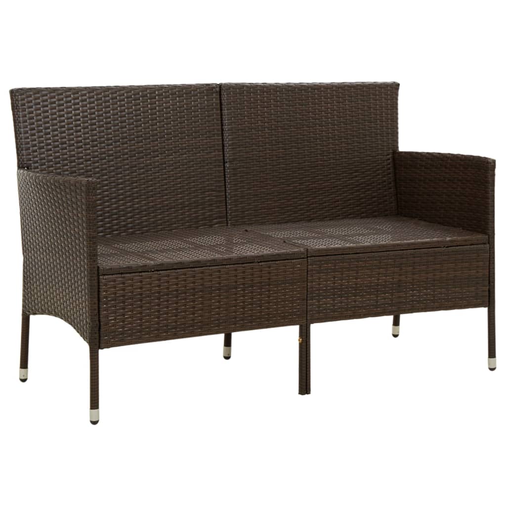 vidaXL Gartensofa 3-Sitzer mit Kissen Braun Poly Rattan