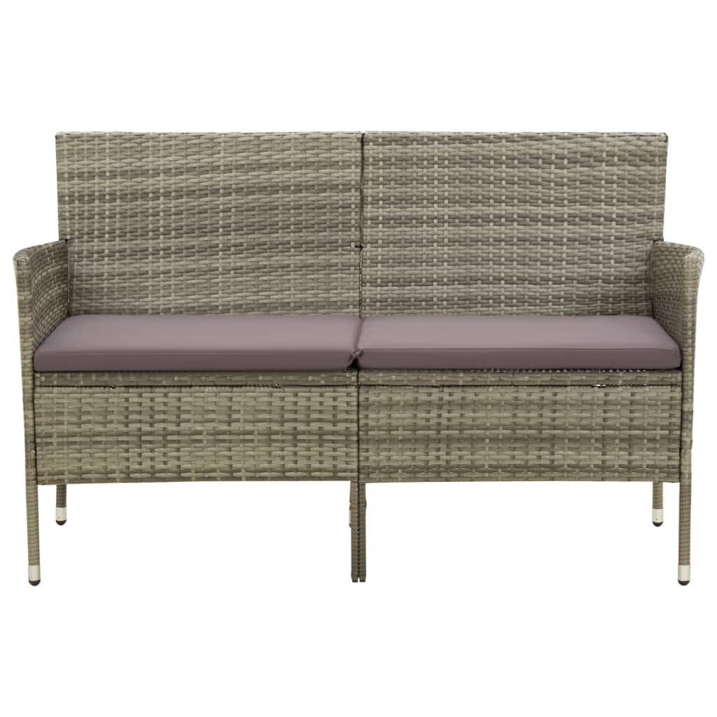Gartensofa 3-Sitzer mit Kissen Braun Poly Rattan