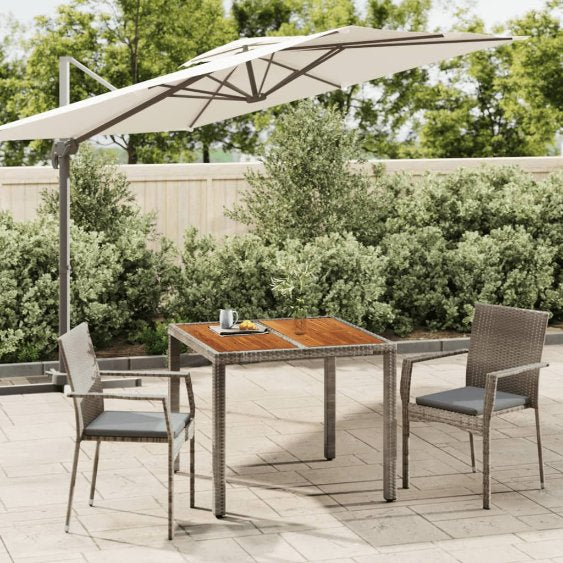 3-tlg. Garten-Essgruppe mit Kissen Schwarz Poly Rattan