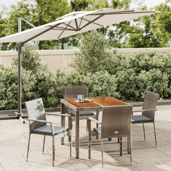 3-tlg. Garten-Essgruppe mit Kissen Schwarz Poly Rattan