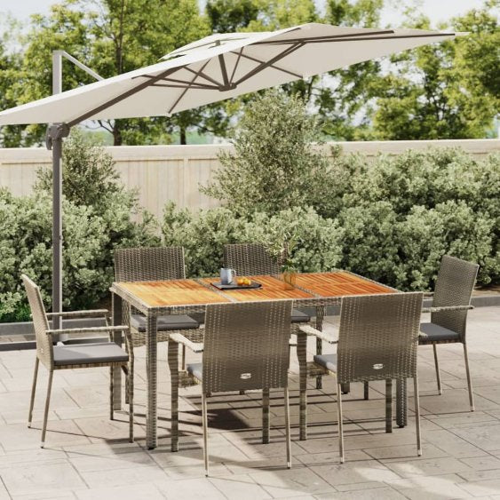 3-tlg. Garten-Essgruppe mit Kissen Schwarz Poly Rattan
