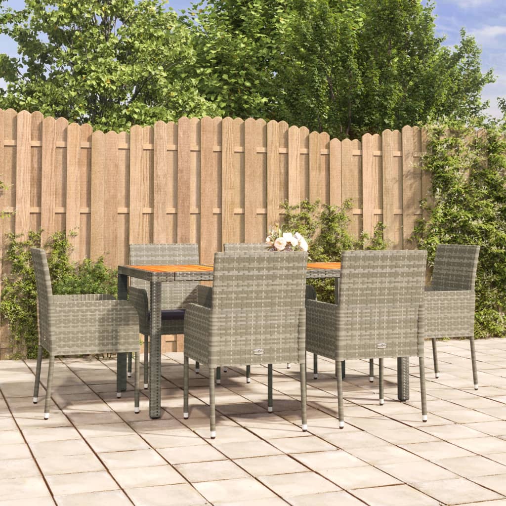 3-tlg. Garten-Essgruppe mit Kissen Schwarz Poly Rattan
