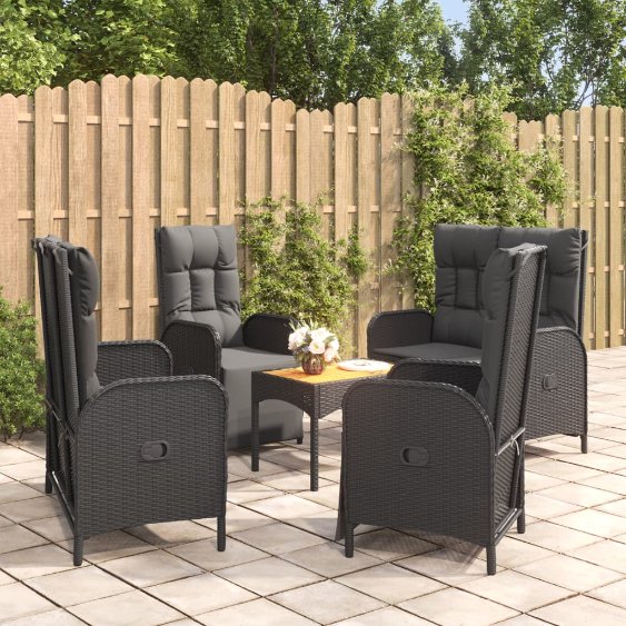 4-tlg. Garten-Essgruppe mit Kissen Grau Poly Rattan
