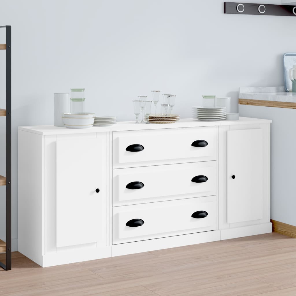vidaXL Sideboards 3 Stk. Weiß Holzwerkstoff