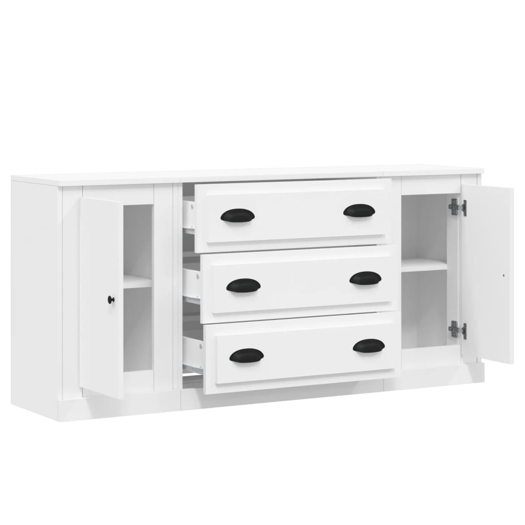 vidaXL Sideboards 3 Stk. Weiß Holzwerkstoff