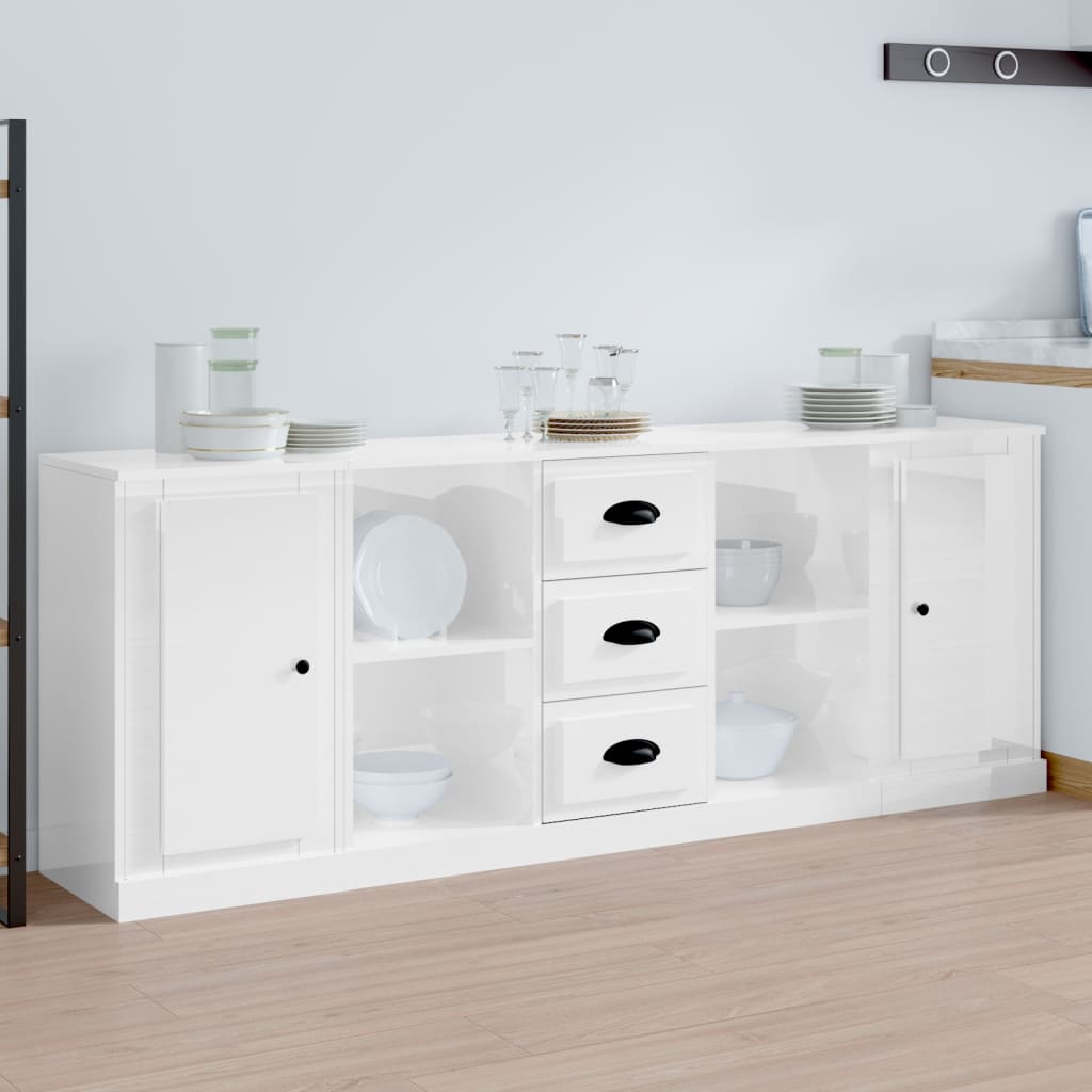 Sideboards 3 Stk. Weiß Holzwerkstoff