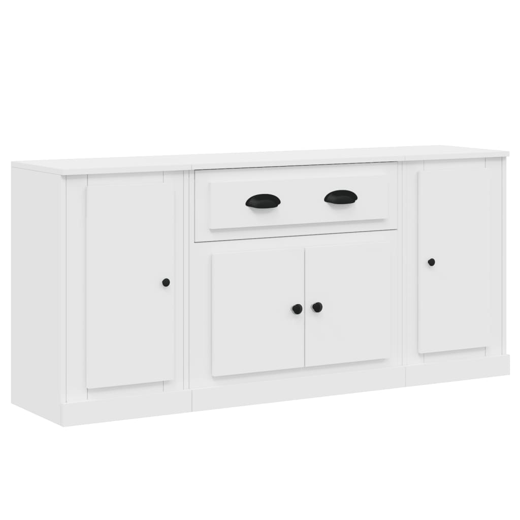 vidaXL Sideboards 3 Stk. Weiß Holzwerkstoff