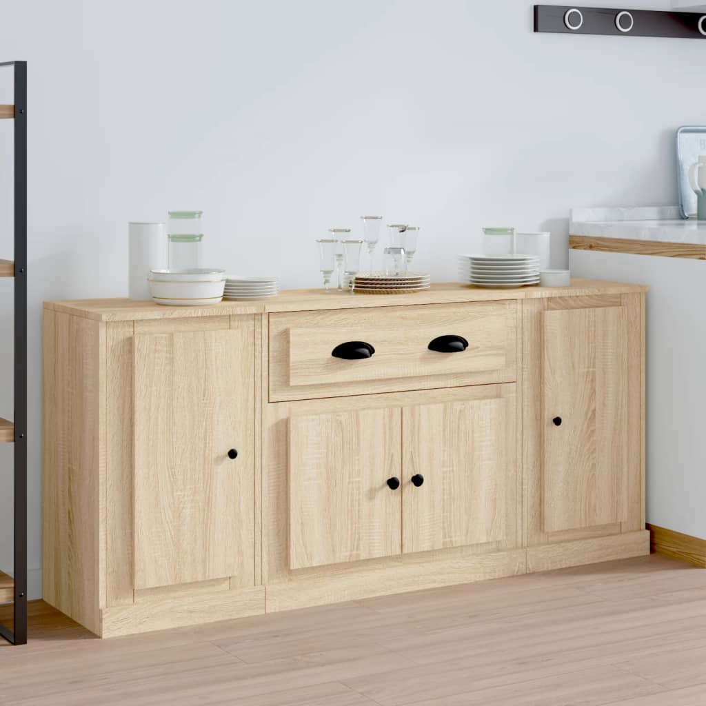 vidaXL Sideboards 3 Stk. Weiß Holzwerkstoff