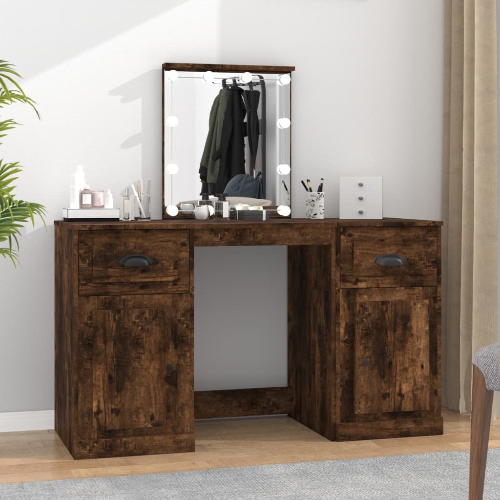 Schminktisch mit LED-Leuchten Sonoma-Eiche 130x50x132,5 cm
