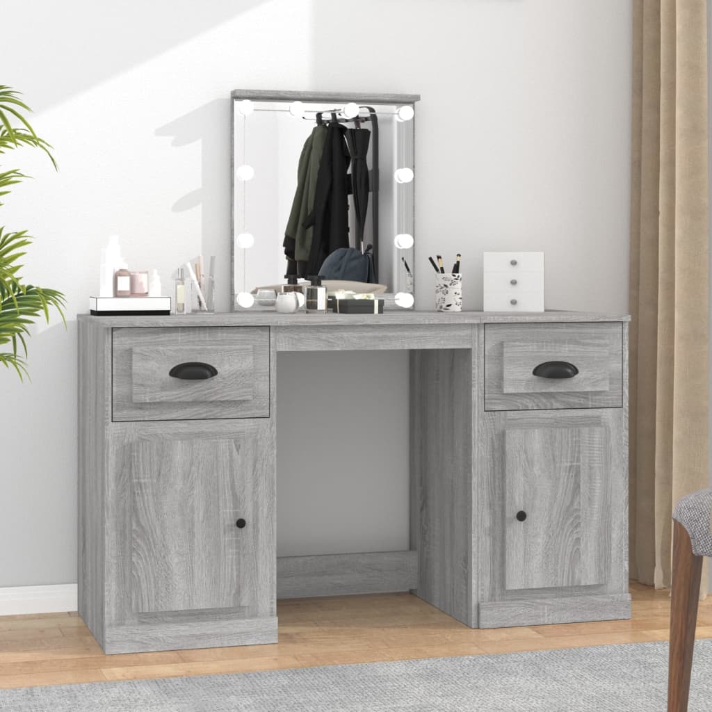 Schminktisch mit LED-Leuchten Sonoma-Eiche 130x50x132,5 cm