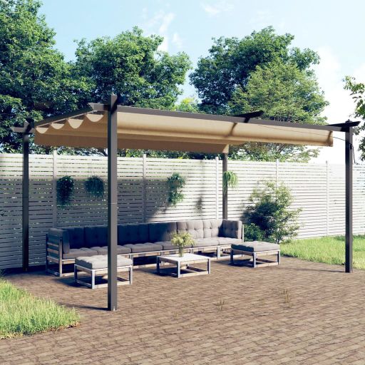 vidaXL Pavillon mit Ausziehbarem Dach 3x3 m Creme