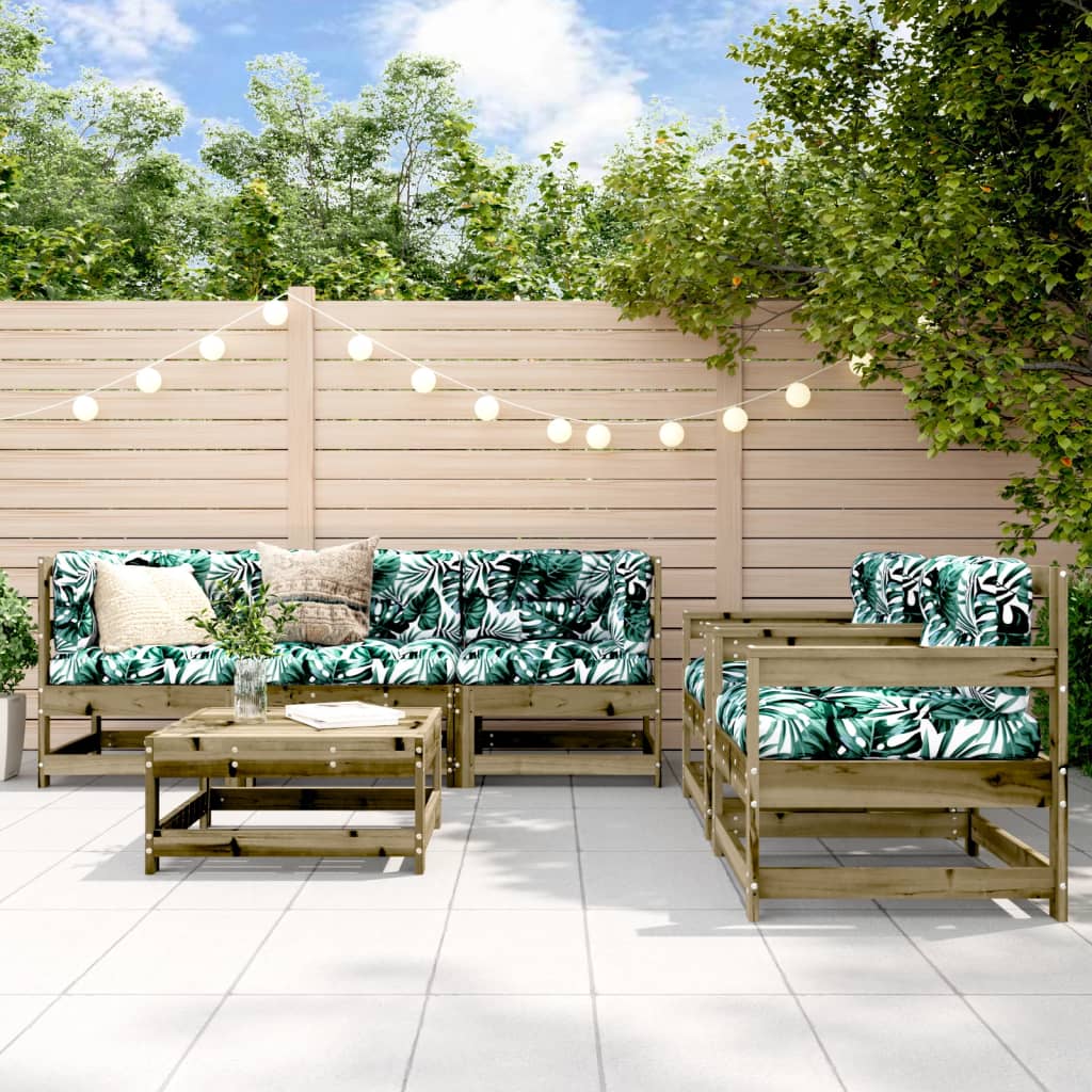 6-tlg. Garten-Lounge-Set mit Kissen Massivholz