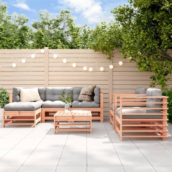 7-tlg. Garten-Lounge-Set mit Kissen Massivholz