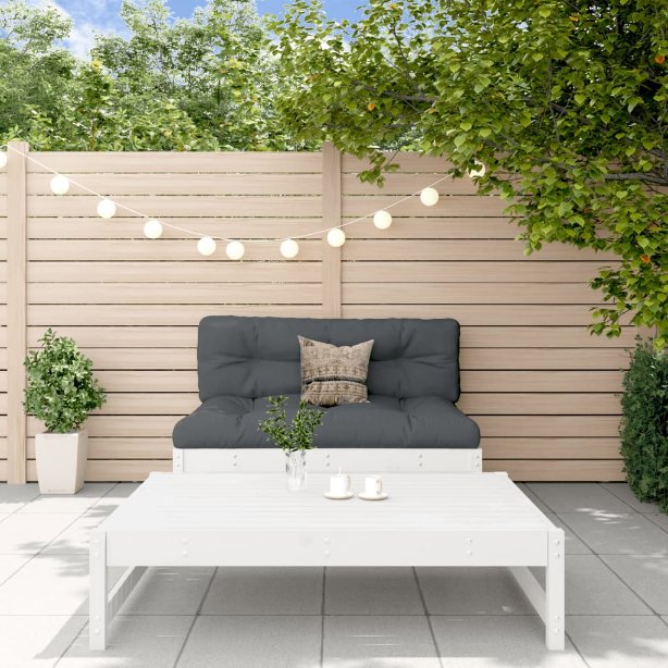 2-tlg. Garten-Lounge-Set mit Kissen Massivholz