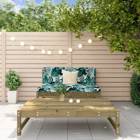 2-tlg. Garten-Lounge-Set mit Kissen Massivholz