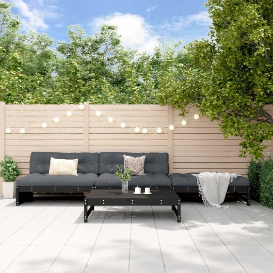 4-tlg. Garten-Lounge-Set mit Kissen Massivholz