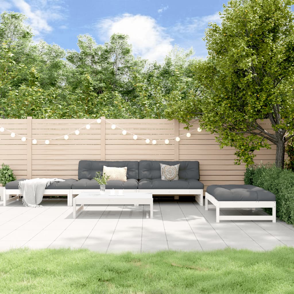 5-tlg. Garten-Lounge-Set mit Kissen Massivholz