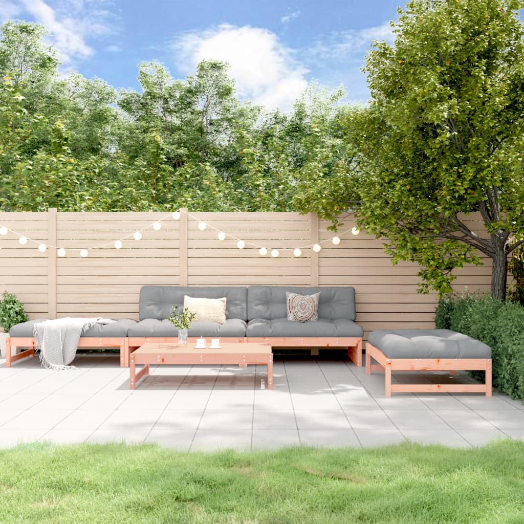 5-tlg. Garten-Lounge-Set mit Kissen Massivholz