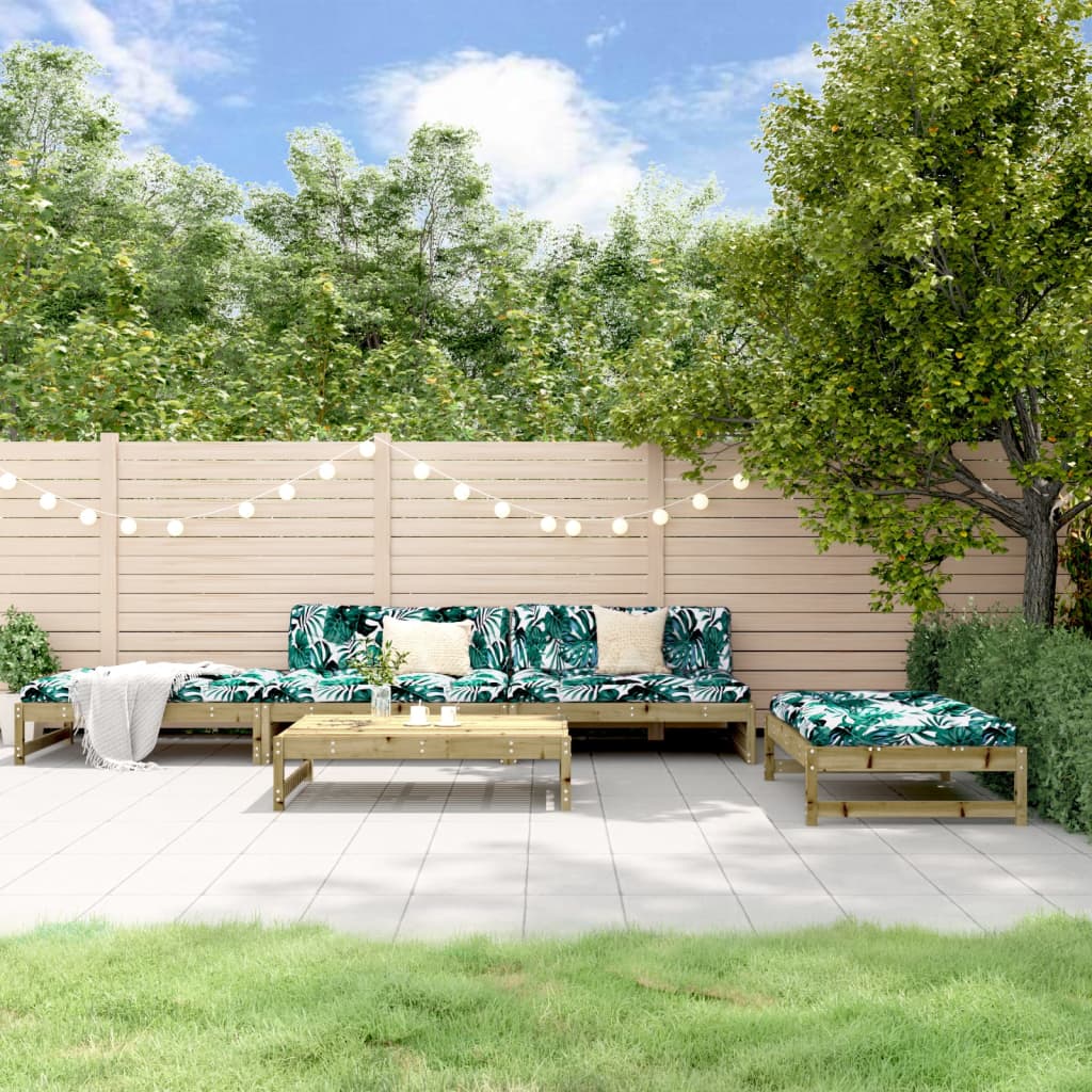 5-tlg. Garten-Lounge-Set mit Kissen Massivholz