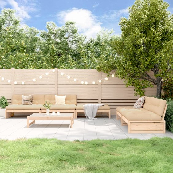 6-tlg. Garten-Lounge-Set mit Kissen Massivholz