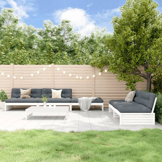 6-tlg. Garten-Lounge-Set mit Kissen Massivholz
