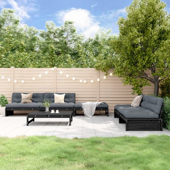 6-tlg. Garten-Lounge-Set mit Kissen Massivholz