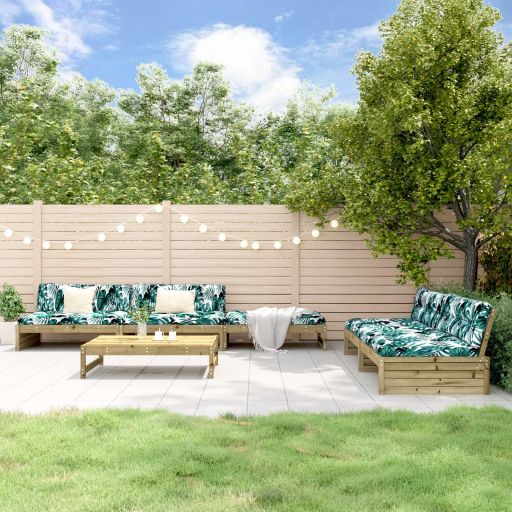 6-tlg. Garten-Lounge-Set mit Kissen Massivholz