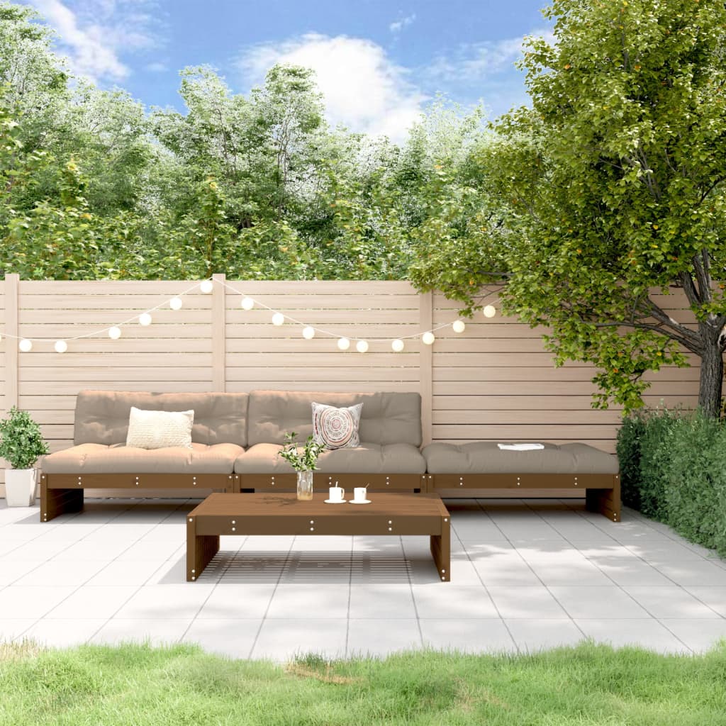 4-tlg. Garten-Lounge-Set mit Kissen Massivholz