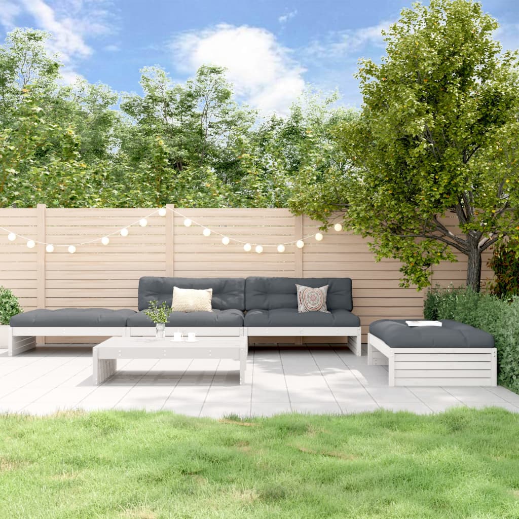 5-tlg. Garten-Lounge-Set mit Kissen Massivholz