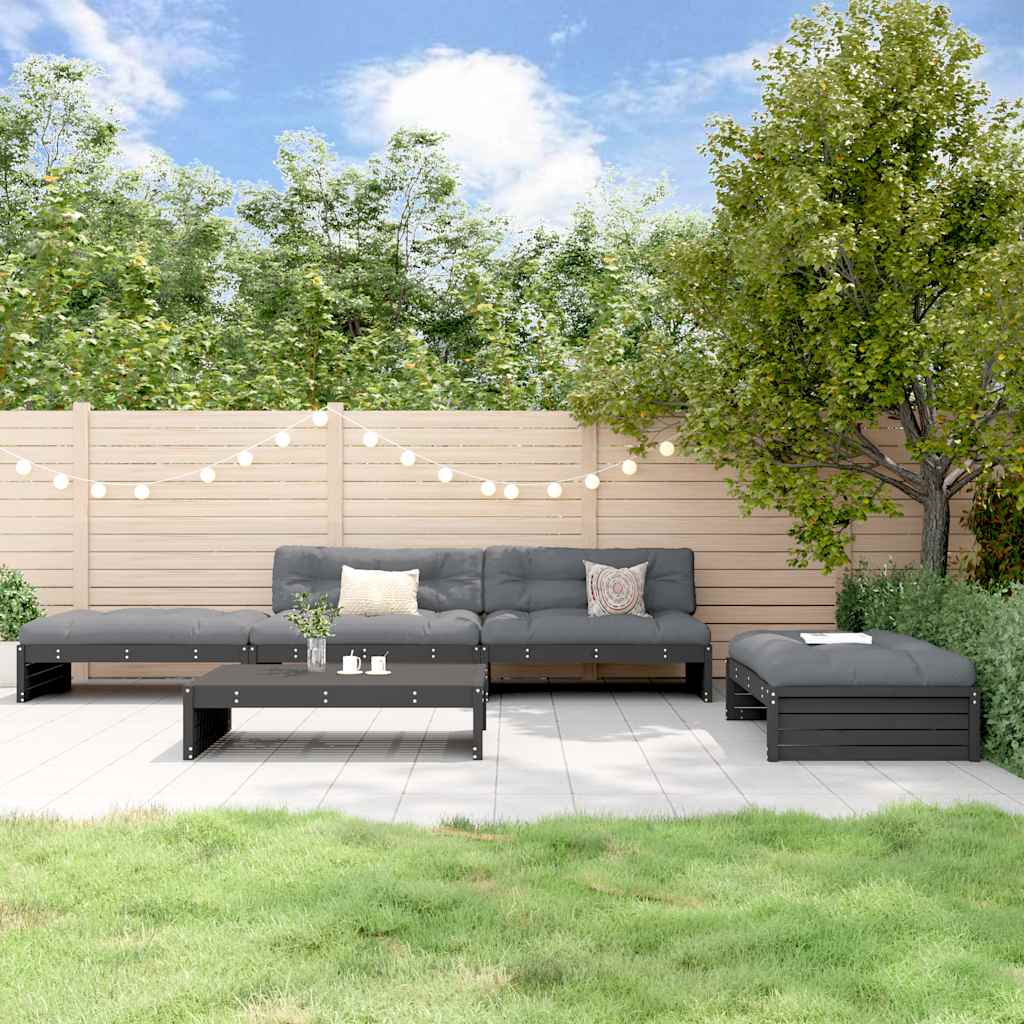 5-tlg. Garten-Lounge-Set mit Kissen Massivholz