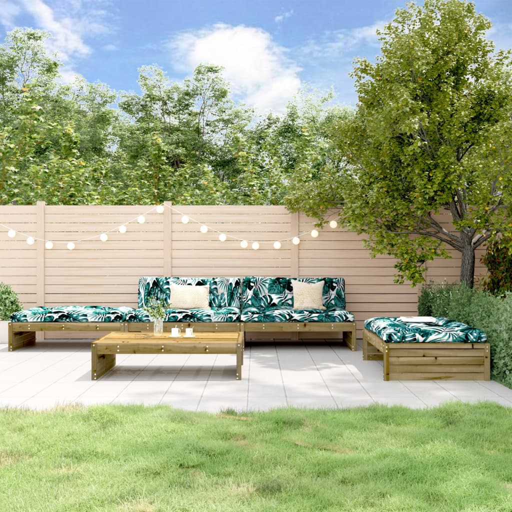 5-tlg. Garten-Lounge-Set mit Kissen Massivholz