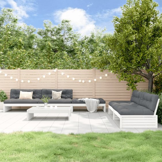 6-tlg. Garten-Lounge-Set mit Kissen Massivholz
