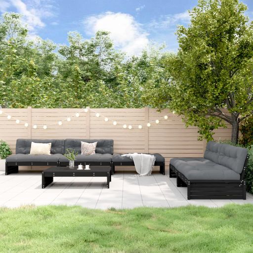 6-tlg. Garten-Lounge-Set mit Kissen Massivholz