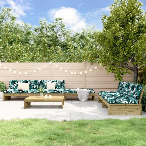 6-tlg. Garten-Lounge-Set mit Kissen Massivholz