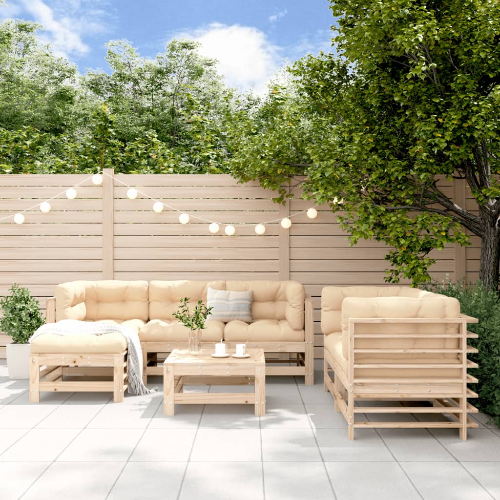 7-tlg. Garten-Lounge-Set Massivholz Kiefer