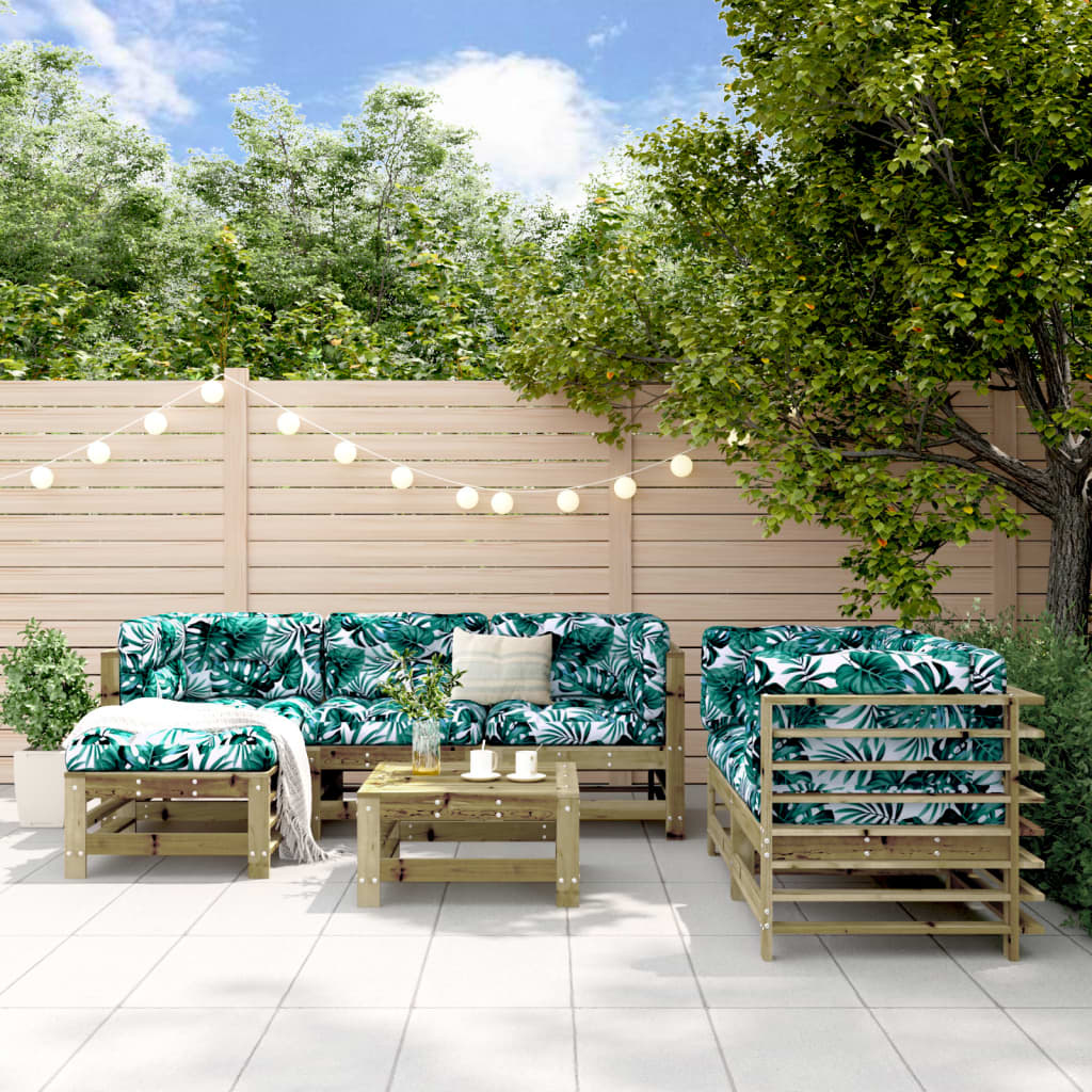 7-tlg. Garten-Lounge-Set Massivholz Kiefer