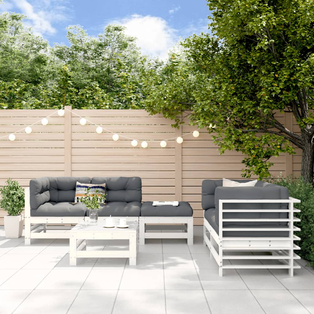 6-tlg. Garten-Lounge-Set Massivholz Kiefer