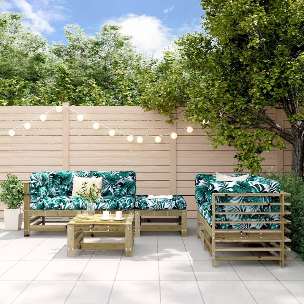 6-tlg. Garten-Lounge-Set Massivholz Kiefer