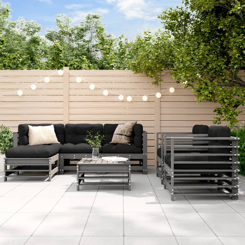 7-tlg. Garten-Lounge-Set Weiß Massivholz Kiefer