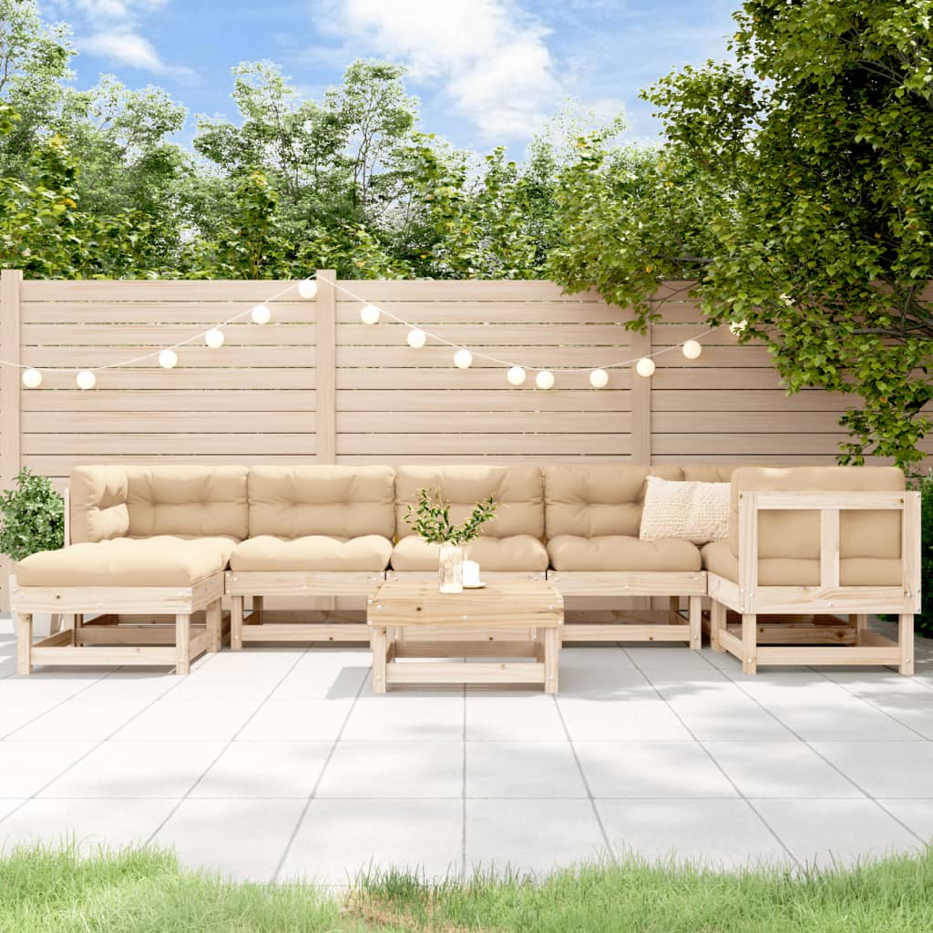 8-tlg. Garten-Lounge-Set Weiß Massivholz Kiefer