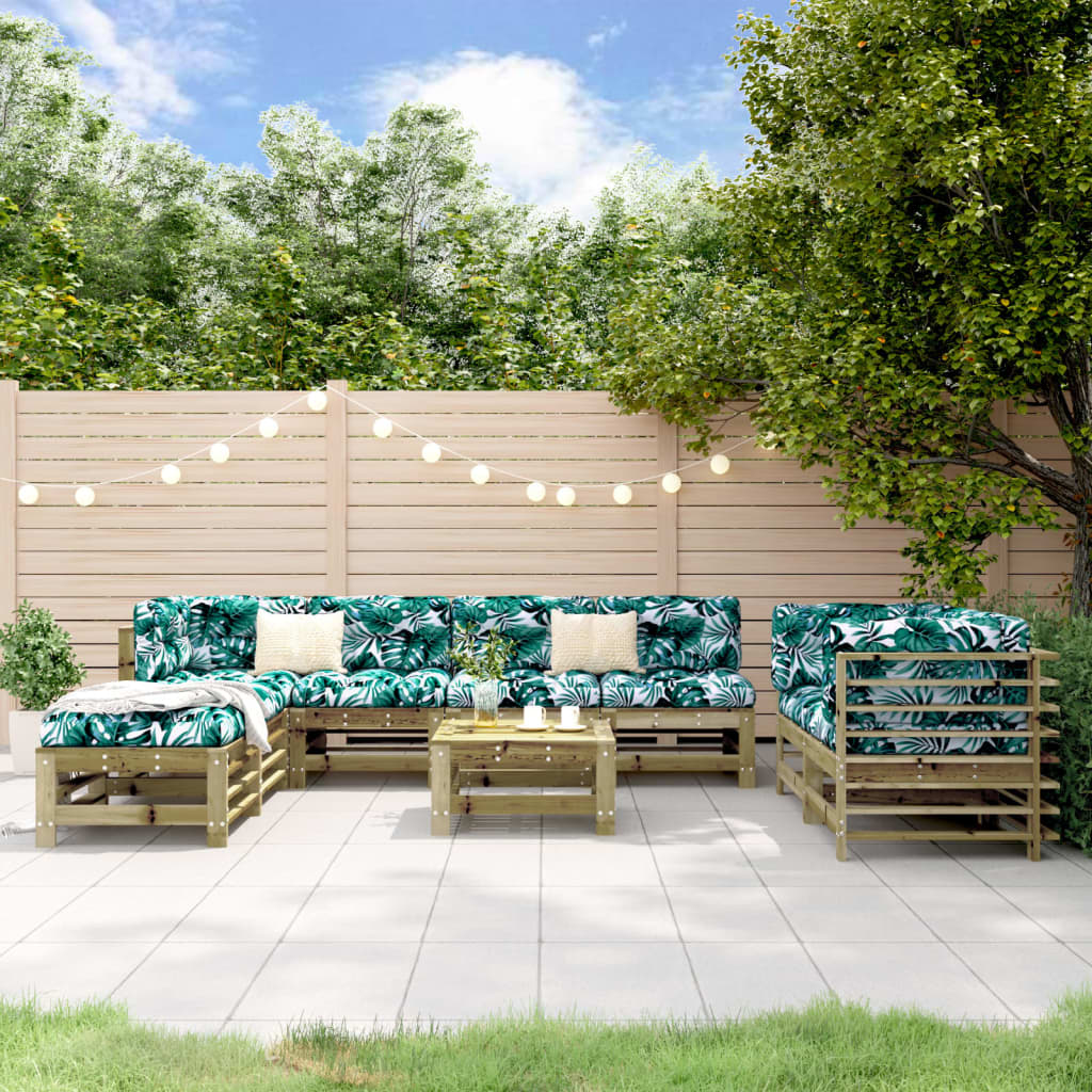 9-tlg. Garten-Lounge-Set Massivholz Kiefer