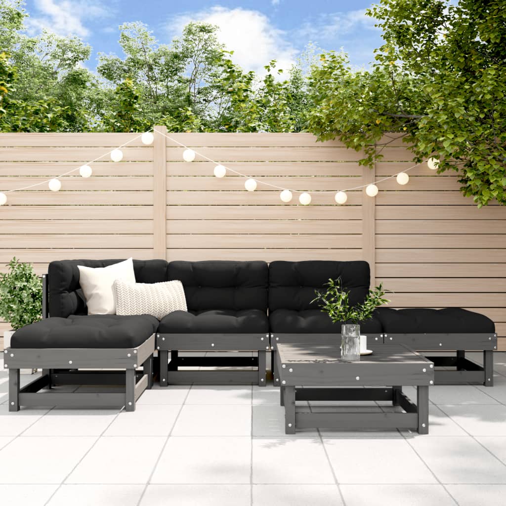6-tlg. Garten-Lounge-Set Weiß Massivholz Kiefer