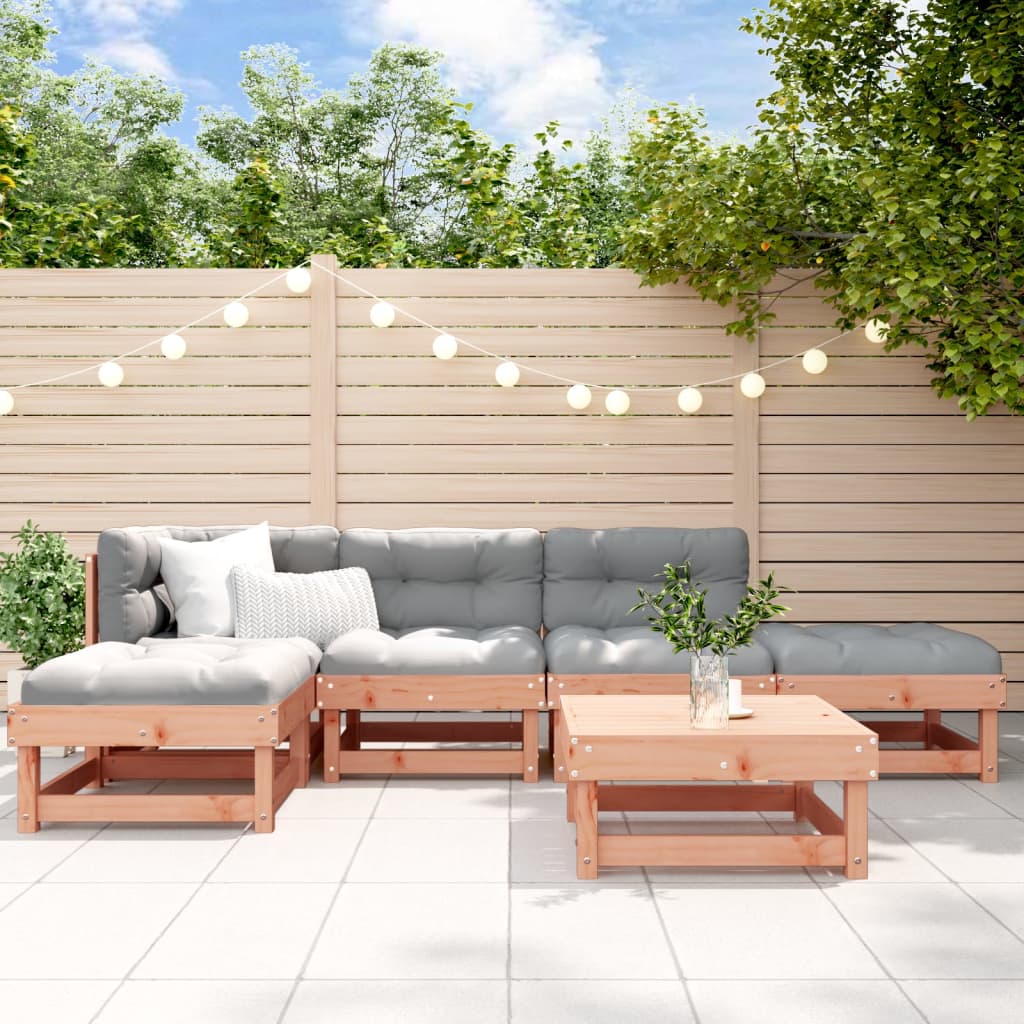 6-tlg. Garten-Lounge-Set Weiß Massivholz Kiefer