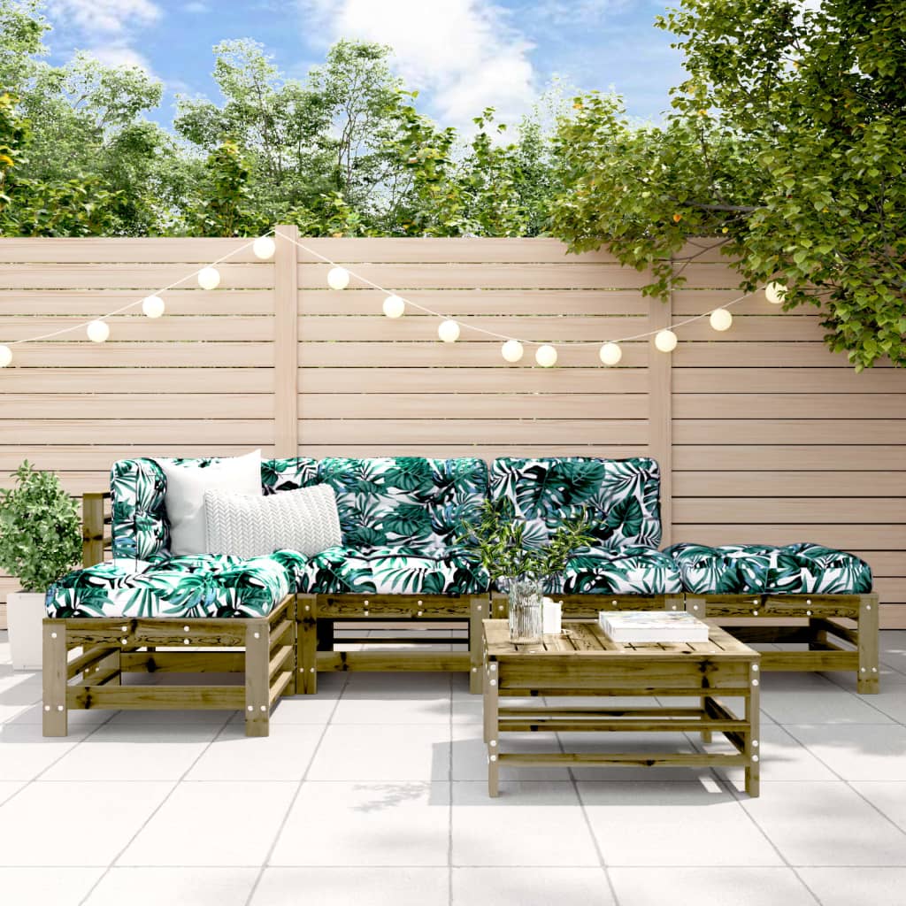 6-tlg. Garten-Lounge-Set Massivholz Kiefer