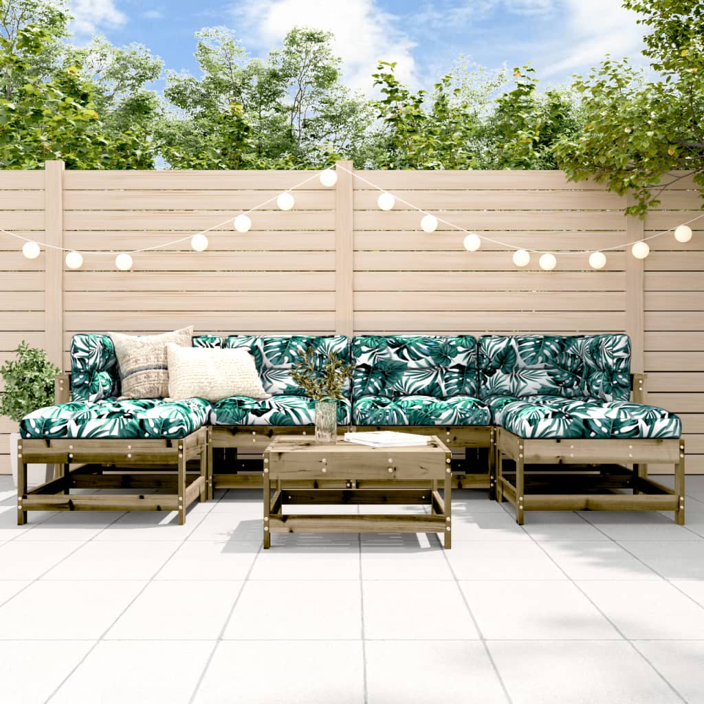 7-tlg. Garten-Lounge-Set Massivholz Kiefer