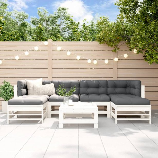 7-tlg. Garten-Lounge-Set Massivholz Kiefer