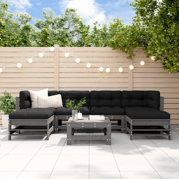 7-tlg. Garten-Lounge-Set Massivholz Kiefer